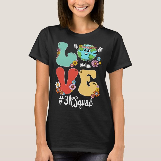 Retro Love World Earth Day 2023 3K Squad Teacher T-Shirt (Front)