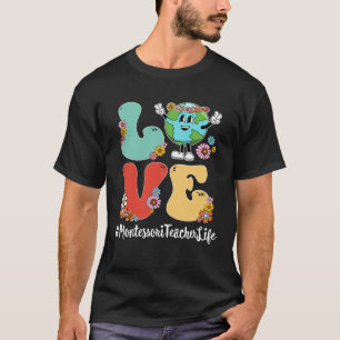 Retro Love World Earth Day 2023 Montessori Teacher T-Shirt
