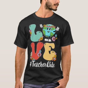 Retro Love World Earth Day 2023 Teacher Aide T-Shirt