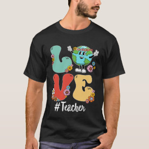 Retro Love World Earth Day 2023 Teacher T-Shirt