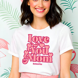 Retro Love You Mom Personalized Mothers Day Tri-Blend Shirt