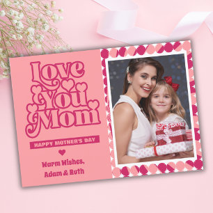Retro Love You Mom Personalized Photo Mothers Day Card