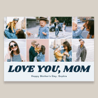 Retro Love You Mum 12 Photo Collage Blue