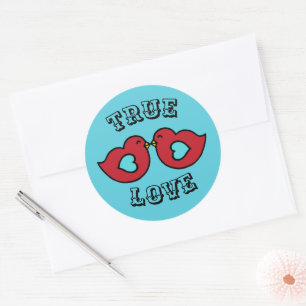Retro Lovebirds Stickers 