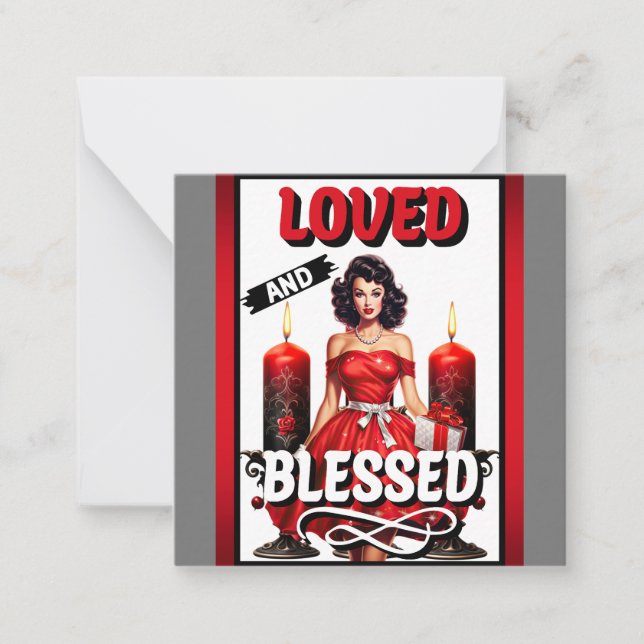 Retro Loved and Blessed Pinup Card (Front)