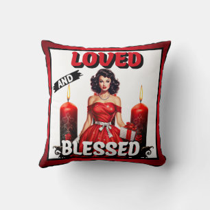 Retro Loved and Blessed Pinup Cushion