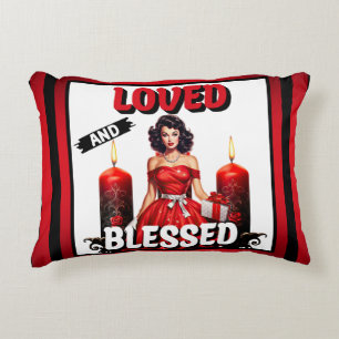 Retro Loved and Blessed Pinup Decorative Cushion