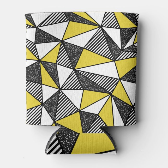 Retro Low Poly Geometric Pattern Can Cooler (Front)