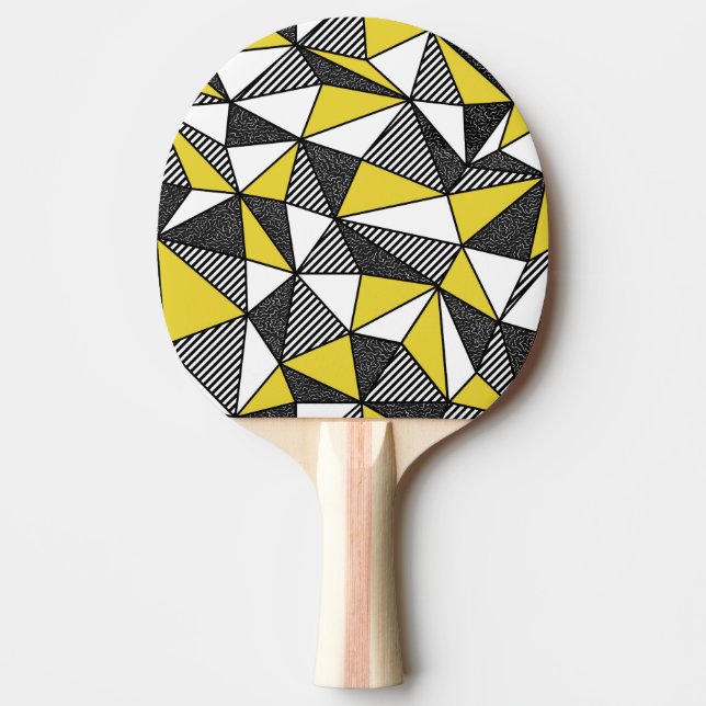 Retro Low Poly Geometric Pattern Ping Pong Paddle (Front)