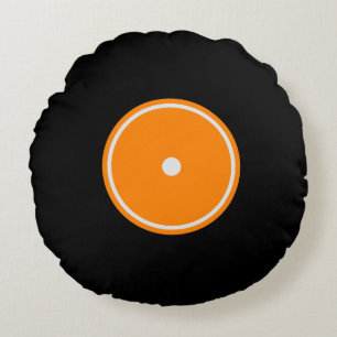 Retro LP Vinyl Record   Orange Round Cushion