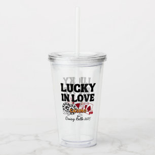 Retro Lucky In Love Vegas Bachelorette Acrylic Tumbler