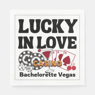 Retro Lucky In Love Vegas Bachelorette Napkin