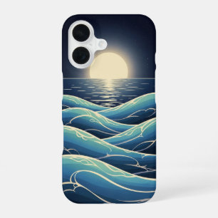 Retro Lunar Waves iPhone 16 Case