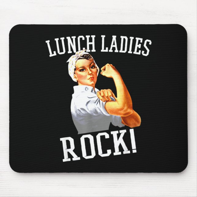 Retro Lunch Ladies Rock Cafeteria Worker Funny Lun Mouse Pad (Front)