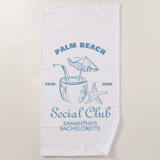 Retro Luxe Beach Social Club Logo Bachelorette Towel