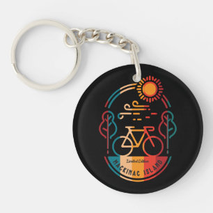 Retro Mackinac Island Bike Trail Key Ring