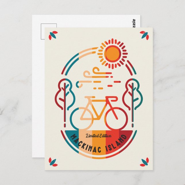 Retro Mackinac Island Bike Trail Postcard (Front/Back)