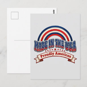 Retro Made in the USA Proudly American Badge Postcard