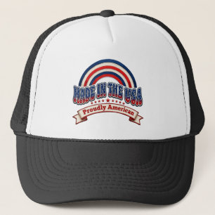 Retro Made in the USA Proudly American Badge Trucker Hat