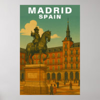 Retro Madrid, Spain Historic City Plaza