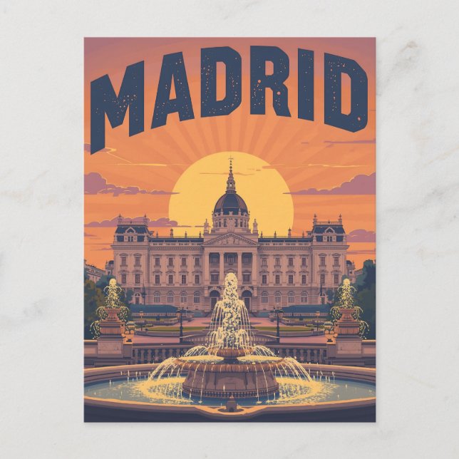 Retro Madrid Travel Postcard (Front)
