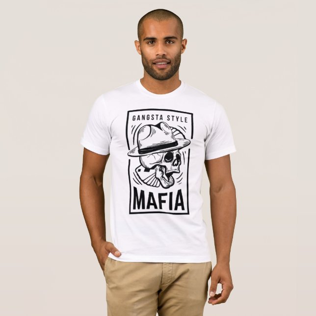 Retro Mafia Skull - Gangsta Style T-Shirt (Front Full)