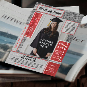 Retro Magazine Cover Newspaper Style Graduation  Invitation