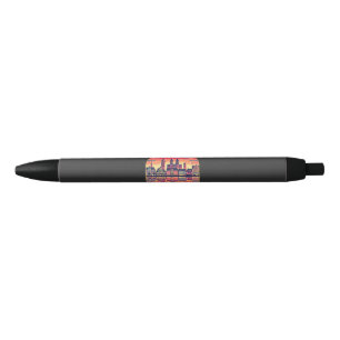 Retro Magdeburg Skyline  Black Ink Pen
