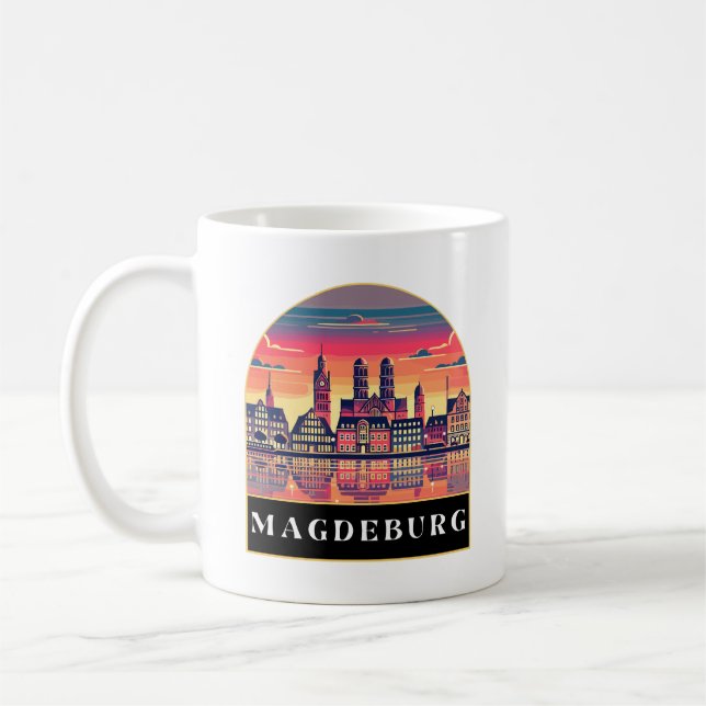 Retro Magdeburg Skyline  Coffee Mug (Left)