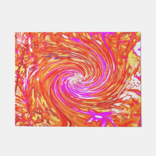 Retro Magenta and Autumn Colours Floral Swirl Doormat