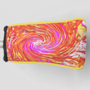 Retro Magenta and Autumn Colours Floral Swirl Golf Head Cover