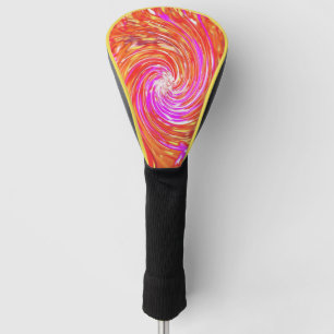 Retro Magenta and Autumn Colours Floral Swirl Golf Head Cover