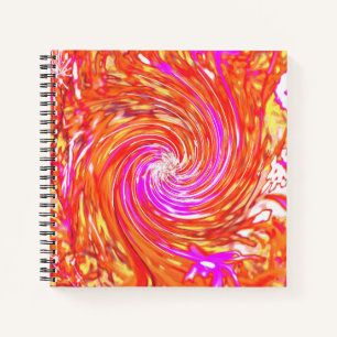 Retro Magenta and Autumn Colours Floral Swirl Notebook