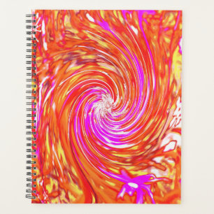 Retro Magenta and Autumn Colours Floral Swirl Planner