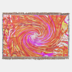 Retro Magenta and Autumn Colours Floral Swirl Throw Blanket