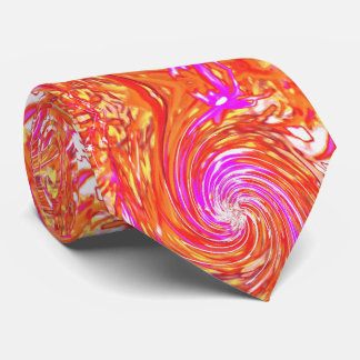 Retro Magenta and Autumn Colours Floral Swirl Tie