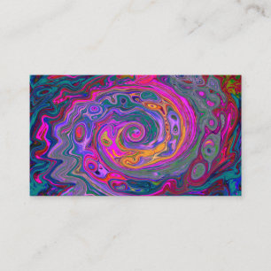 Retro Magenta, Green and Orange Abstract Swirl Business Card