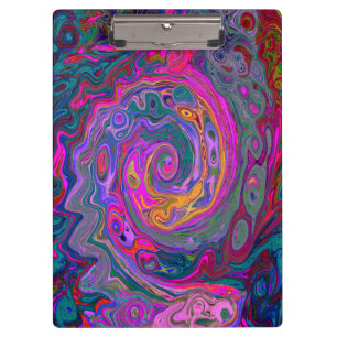 Retro Magenta, Green and Orange Abstract Swirl Clipboard