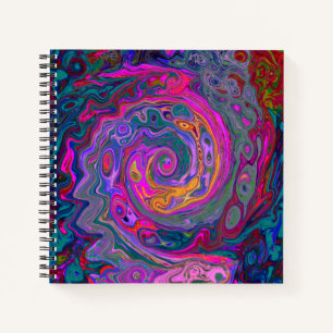 Retro Magenta, Green and Orange Abstract Swirl Notebook
