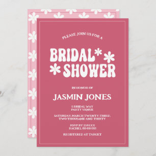 Retro Magenta Pink Daisy Flower Bridal Shower  Invitation