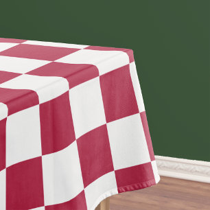 Retro Magenta White Chequered Pattern Dining Table Tablecloth