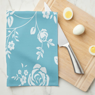 Retro_Maggie-Floral_Maggie Blue* Custom Color_ Tea Towel