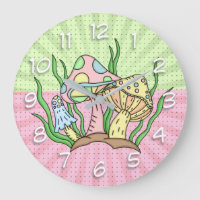 Retro Magic Mushrooms Pink and Yellow