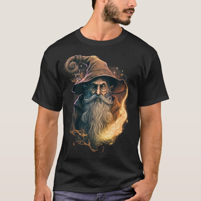Retro Magical Wizard Fantasy T-Shirt (Front)
