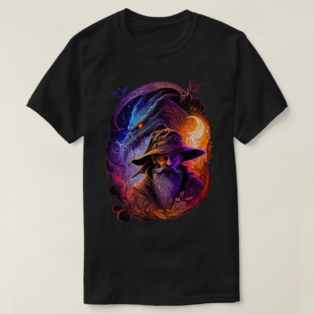 Retro Magical Wizard Fantasy  T-Shirt (Design Front)