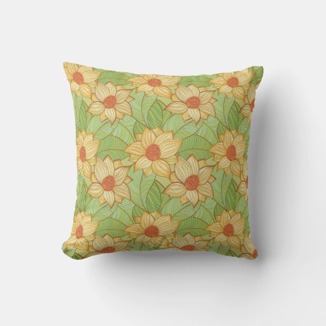 Retro Magnolia Pattern Cushion (Front)