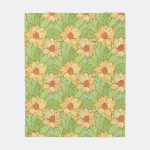 Retro Magnolia Pattern Fleece Blanket