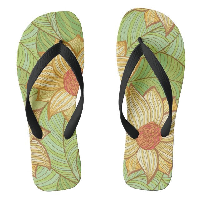 Retro Magnolia Pattern Jandals (Footbed)