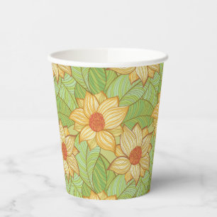 Retro Magnolia Pattern Paper Cups