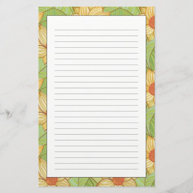 Retro Magnolia Pattern Stationery (Front)